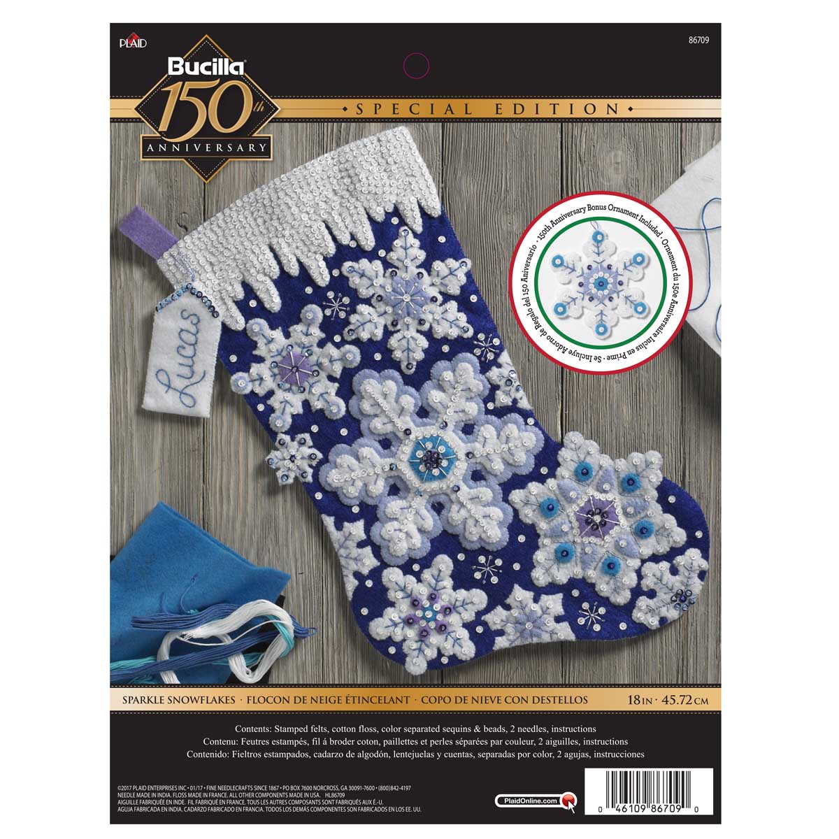 Shop Plaid Bucilla ® Seasonal - Felt - Stocking Kits - Sparkle Snowflakes -  86709 - 86709