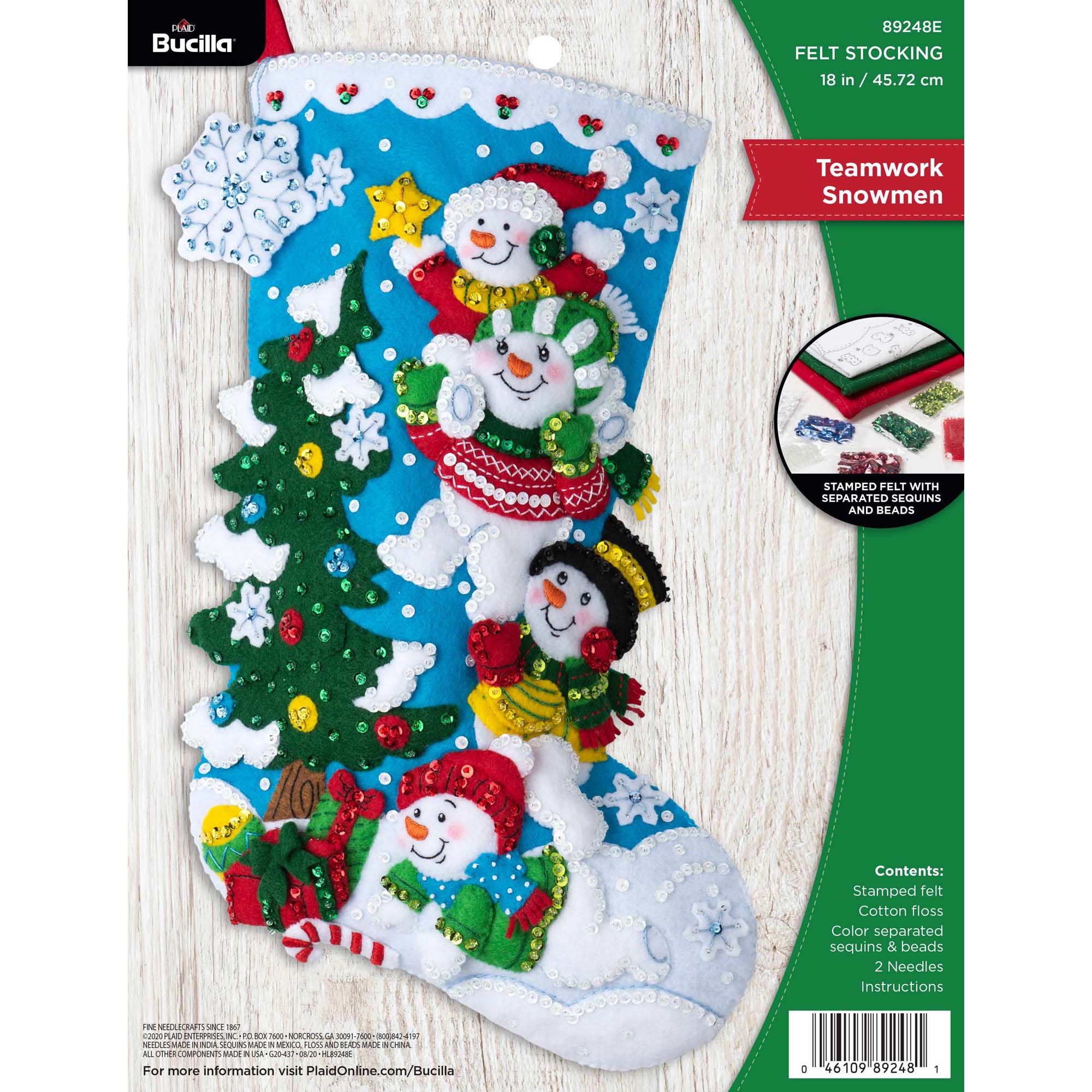 Shop Plaid Bucilla ® Seasonal - Felt - Stocking Kits - Teamwork Snowmen -  89248E - 89248E