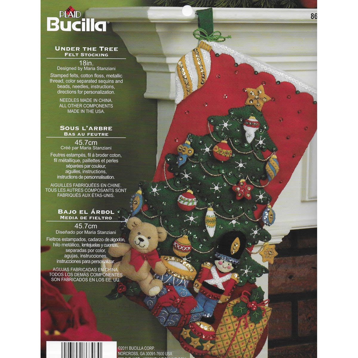 Bucilla Christmas Holiday Felt Applique Stocking Kit,WOODLAND