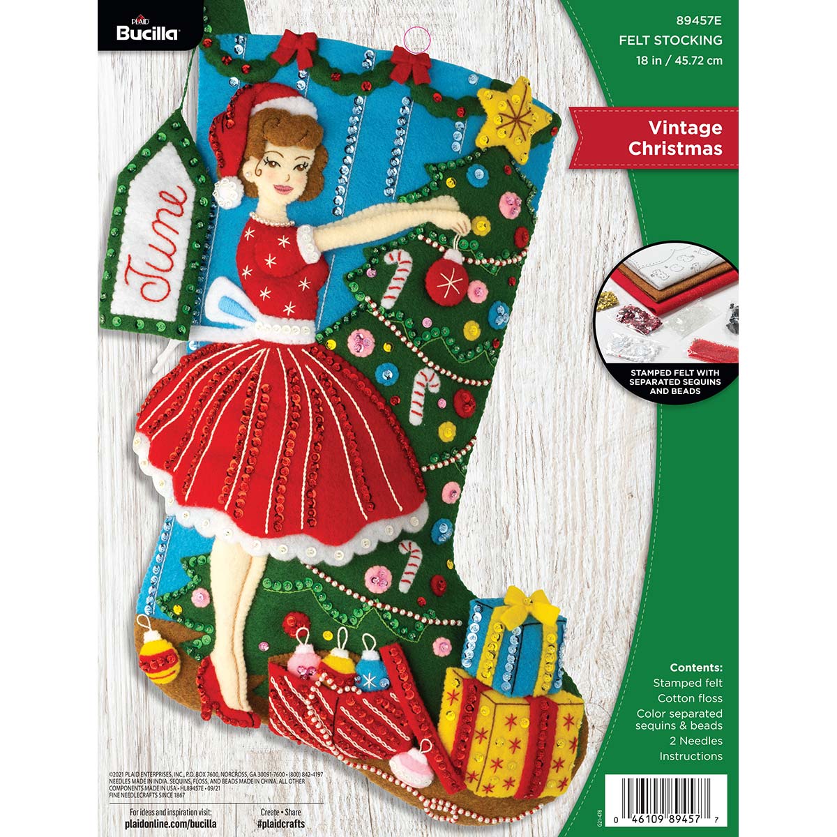 Shop Plaid Bucilla ® Seasonal - Felt - Stocking Kits - Vintage Christmas -  89457E - 89457E