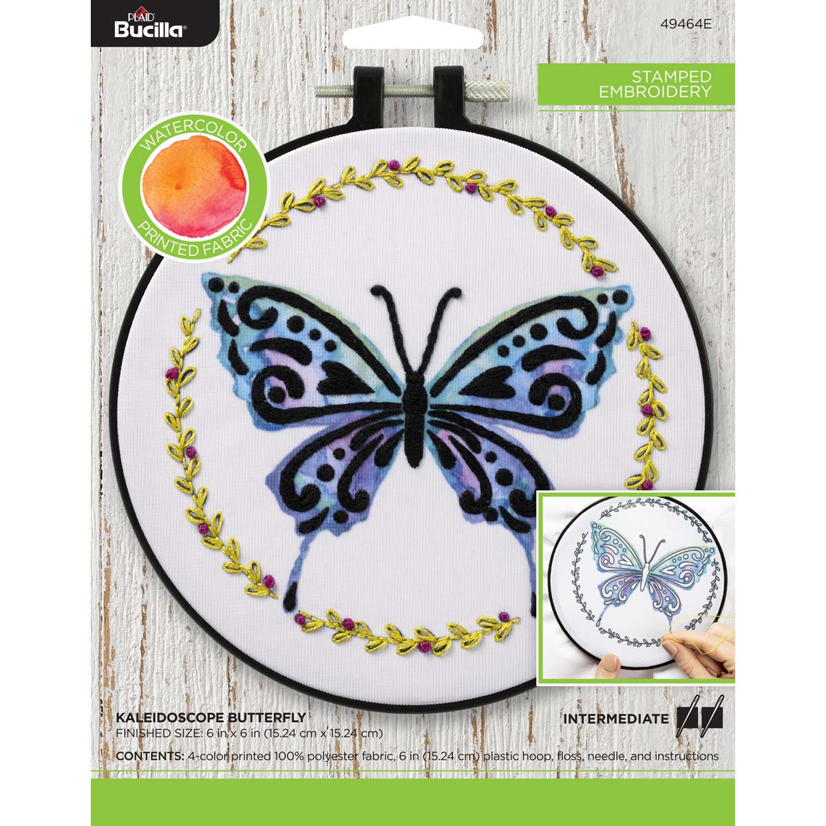 Shop Plaid Bucilla ® Stamped Embroidery - Watercolor - Kaleidoscope  Butterfly - 49464E - 49464E