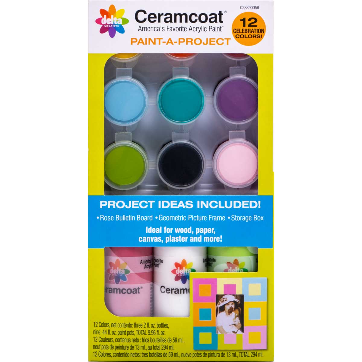 DELTA CERAMCOAT Acrylic Paint A Project Set 12 CELEBRATION COLORS New! Gift  Set