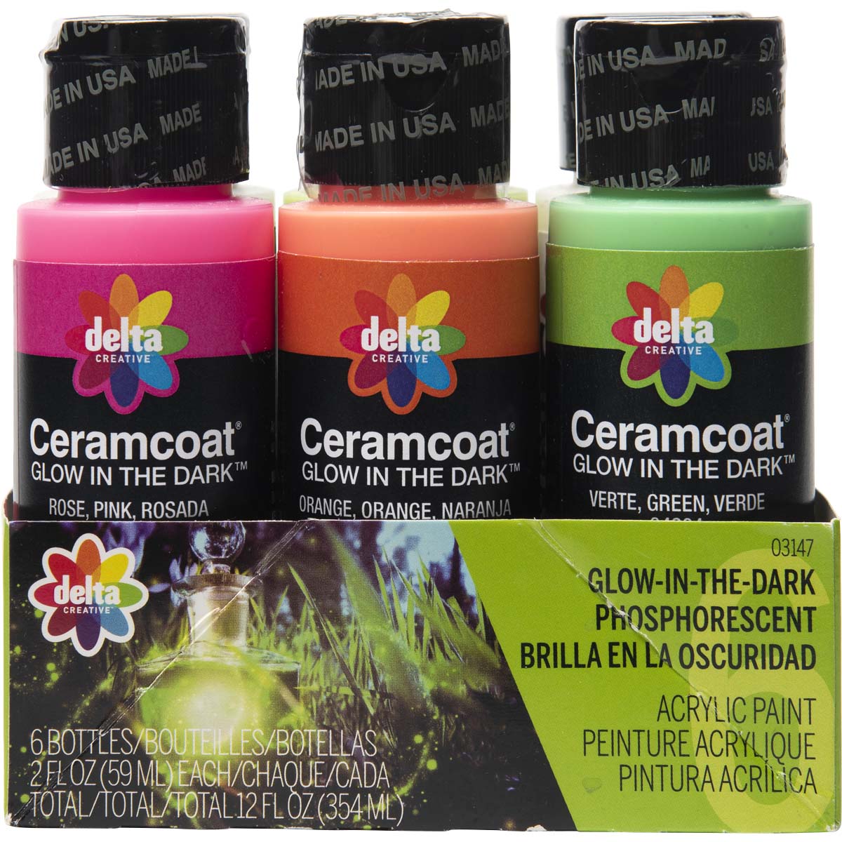 Shop Plaid Delta Ceramcoat ® Sets - Glow-in-the-Dark™, 6 Colors - 03147 - 03147 | Plaid Online
