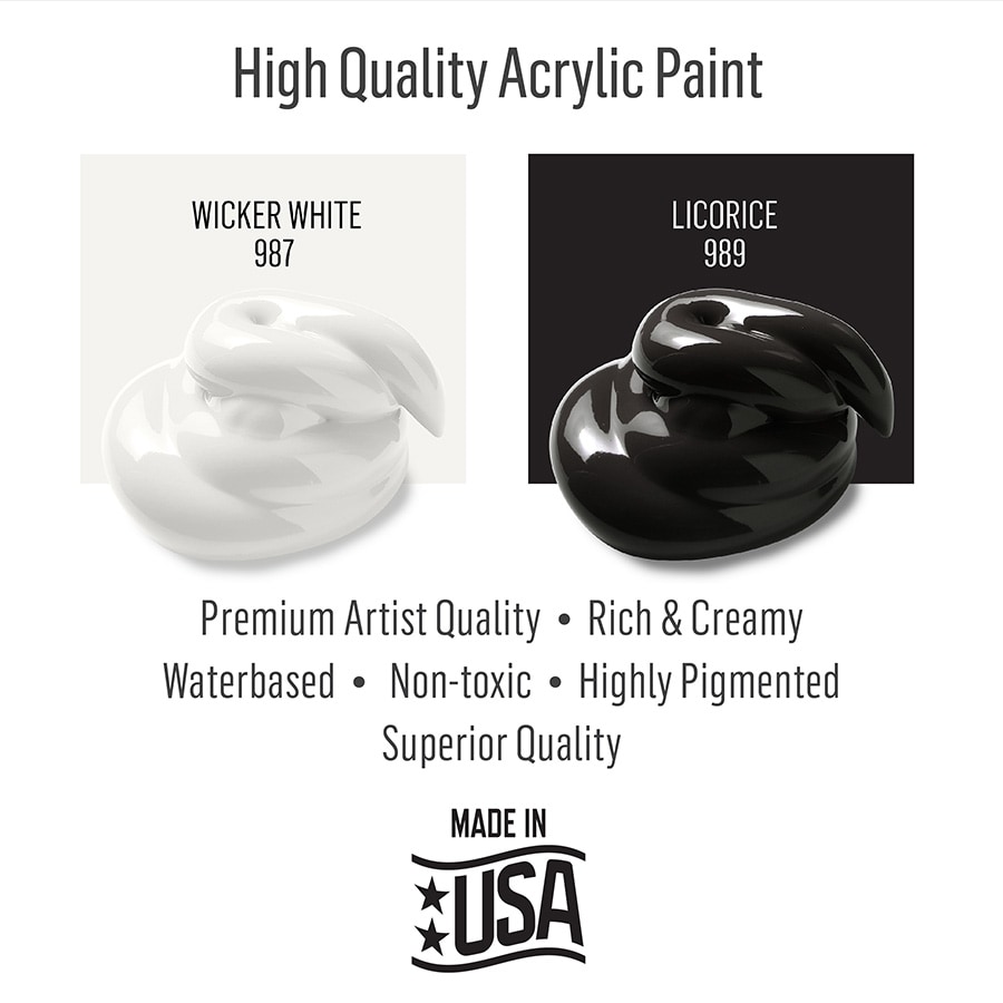 Shop Plaid FolkArt ® Acrylic Colors - Wicker White and Licorice 4pc Kit, 8  oz. - 96413 - 96413