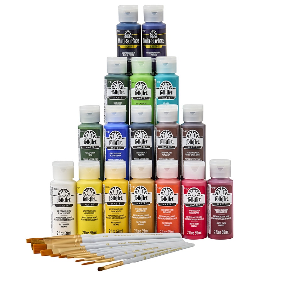 Acrylic Paint Set 24 Colors With 2 Canvases - Acrylic Paint Kit 2fl oz  Bottles, Rich Pigmented, Matte Finish and Smooth Application Professional