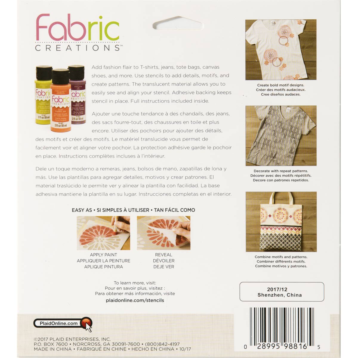 Shop Plaid Fabric Creations™ Adhesive Stencils - Paisley, 6