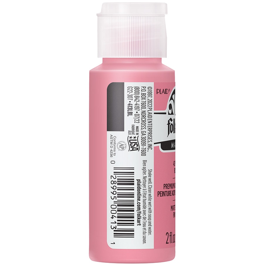 Shop Plaid FolkArt ® Multi-Surface Glitter Acrylic Paints - Paradise Pink,  2 oz. - 2960 - 2960