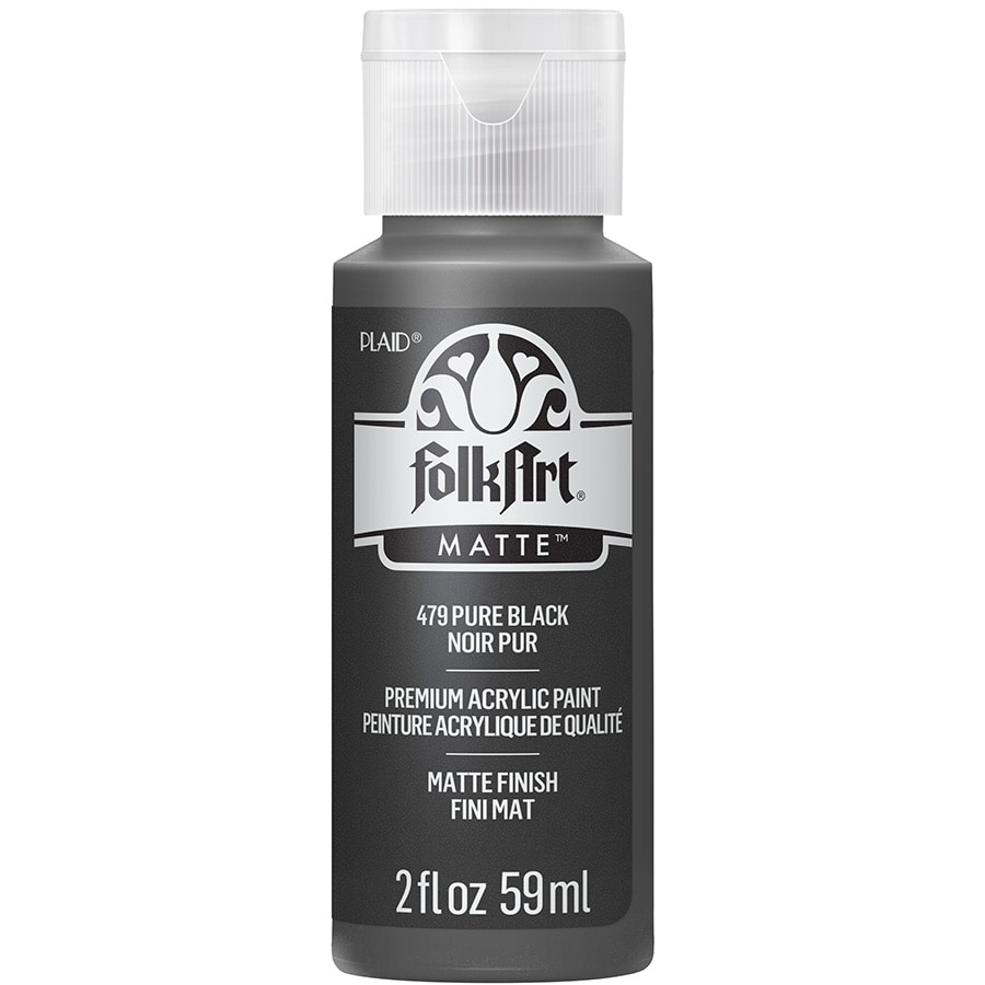 Shop Plaid FolkArt ® Multi-Surface Satin Acrylic Paints - Pure Black, 2 oz.  - 2957 - 2957