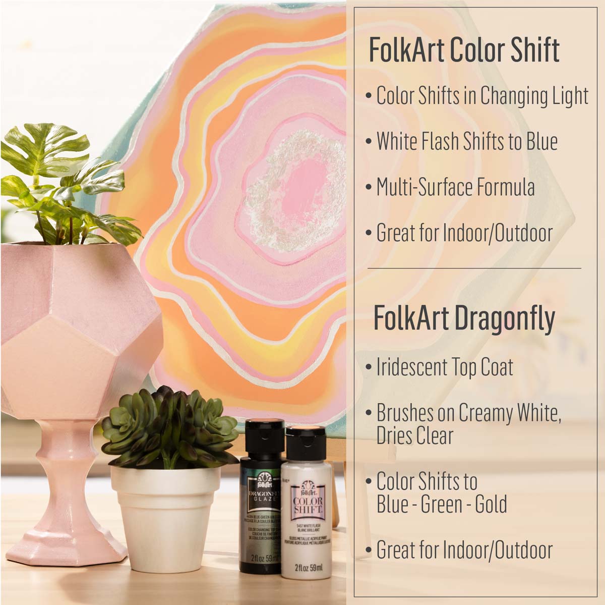 FolkArt Multi Surface Acrylic Paint Set Pastel Colors, Count, 2 Fl Oz (Pack  of 16)