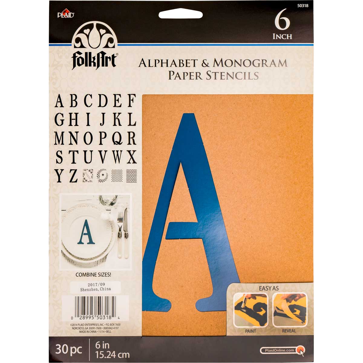 Shop Plaid Folkart ® Alphabet And Monogram Paper Stencils Serif Font 6