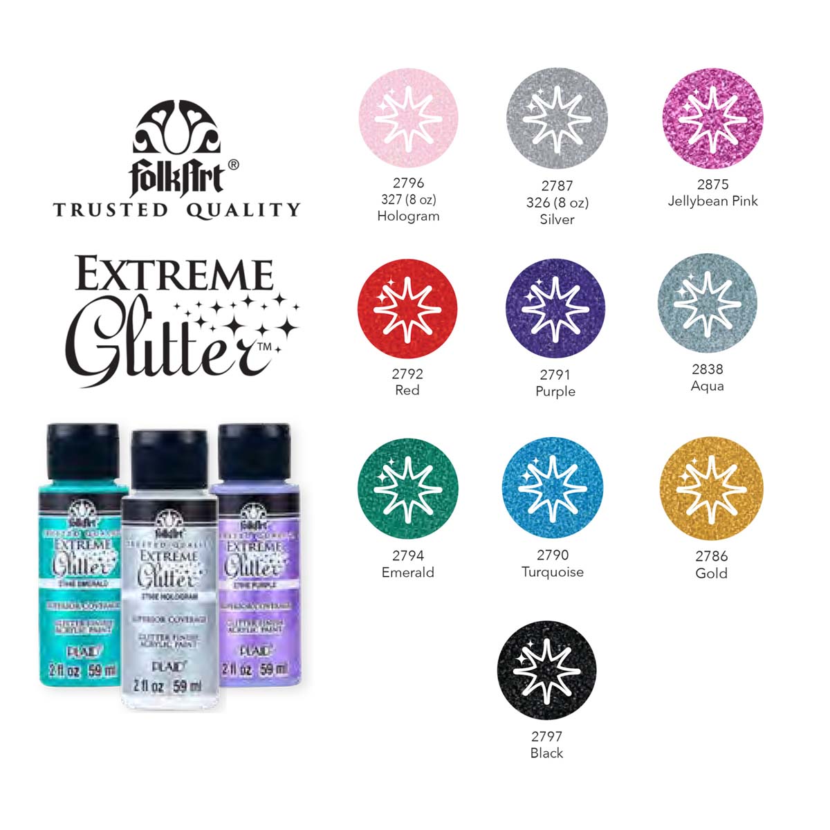 Shop Plaid FolkArt ® Extreme Glitter™ 10 Color Set - PROMOFAGLT -  PROMOFAGLT