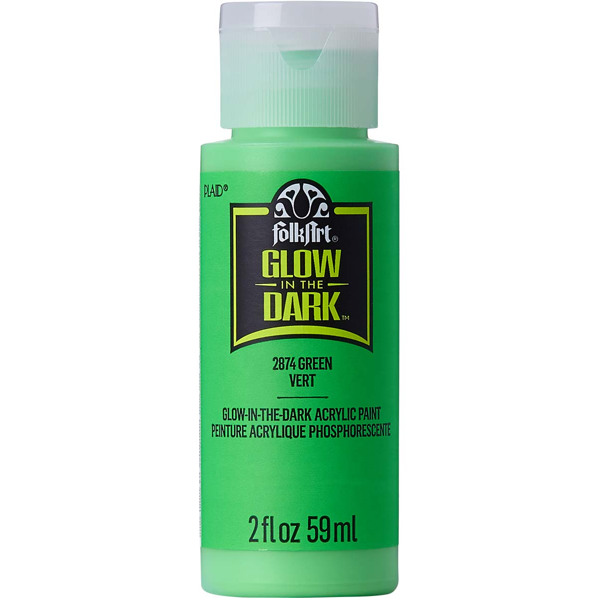 Shop Plaid FolkArt ® Glow-in-the-Dark Acrylic Colors - Green, 2 oz. - 2874 - 2874 | Plaid Online