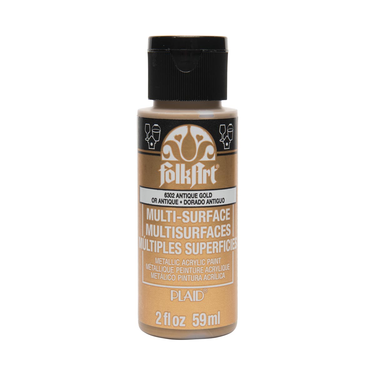 Shop Plaid FolkArt ® Multi-Surface Metallic Acrylic Paints - Anitque Gold,  2 oz. - 6302 - 6302