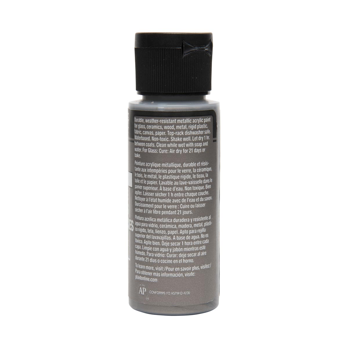 FolkArt Multi-Surface Charcoal Black Acrylic Craft Paint, 2 oz, Water Based