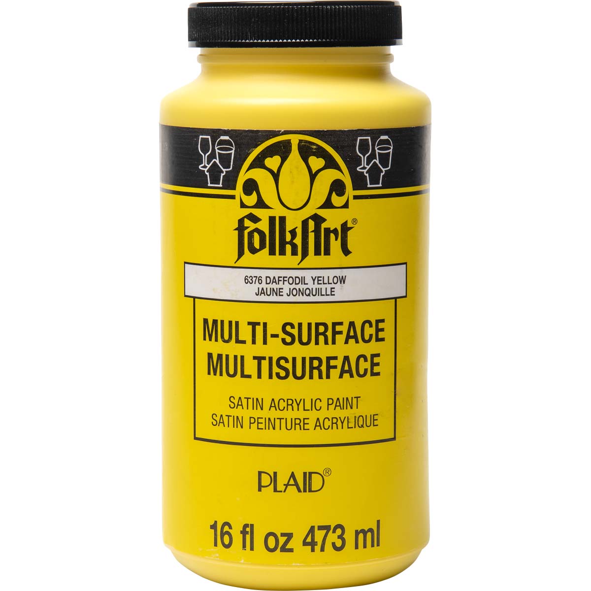 Shop Plaid FolkArt ® Multi-Surface Satin Acrylic Paints - Daffodil Yellow,  16 oz. - 6376 - 6376