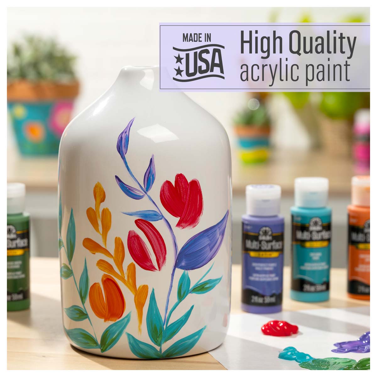 Shop Plaid FolkArt ® Multi-Surface Satin Acrylic Paint 12 Color Set - Kit 1  - PROMO830 - PROMO830