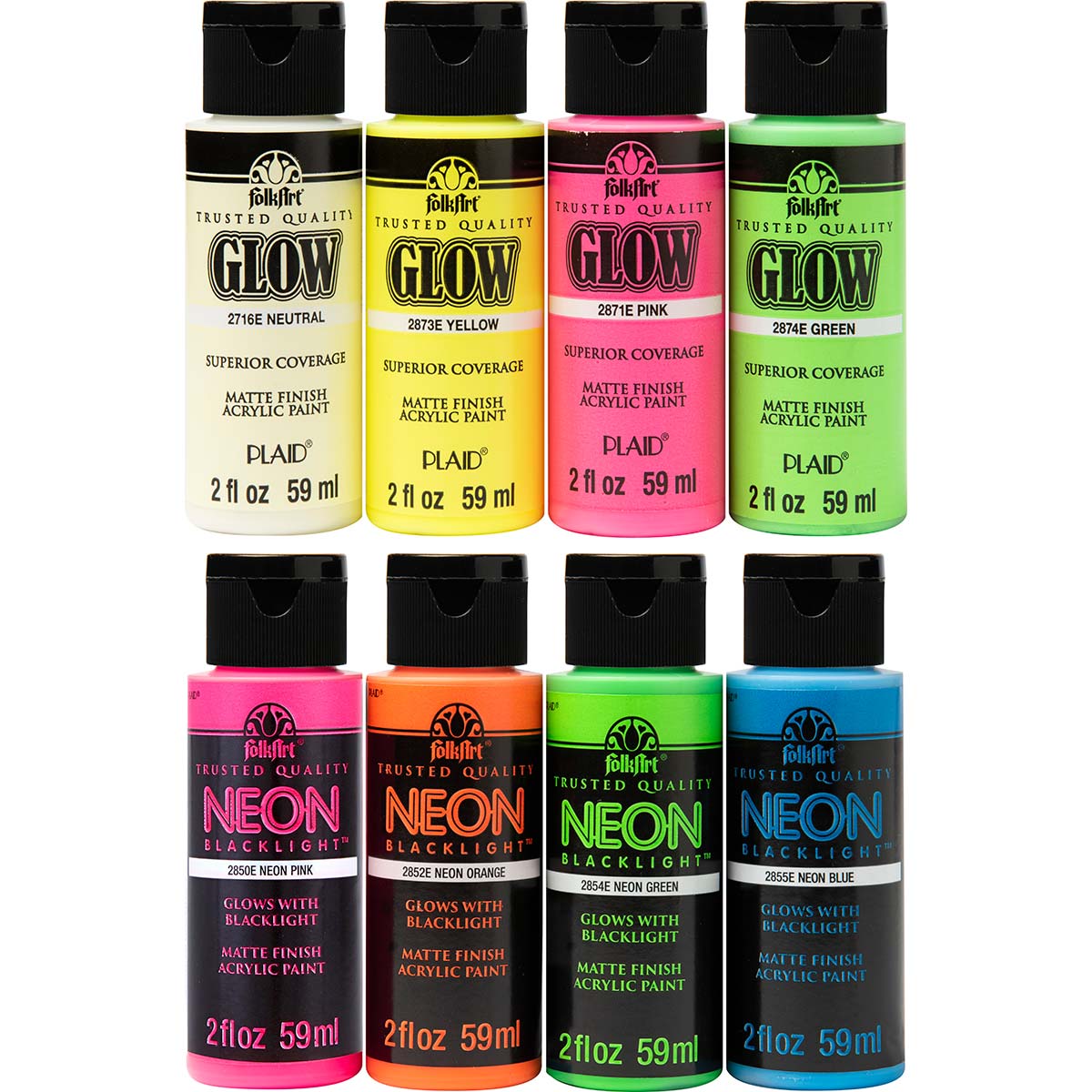 Shop Plaid FolkArt ® Neons Glow-in-the-Dark 8 Color Set