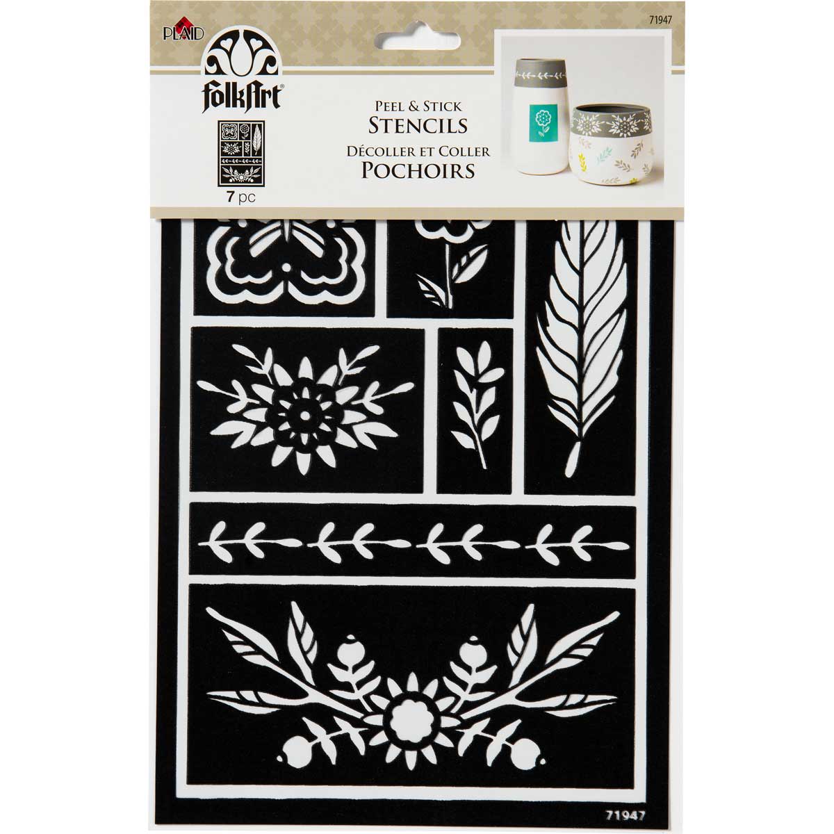 Shop Plaid Folkart ® Peel And Stick Painting Stencils Feather 71947
