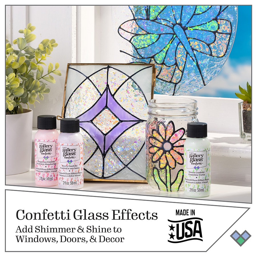 Shop Plaid Gallery Glass ® Stained Glass Effect Paint - Glitter Silver, 2  oz. - 20045 - 20045