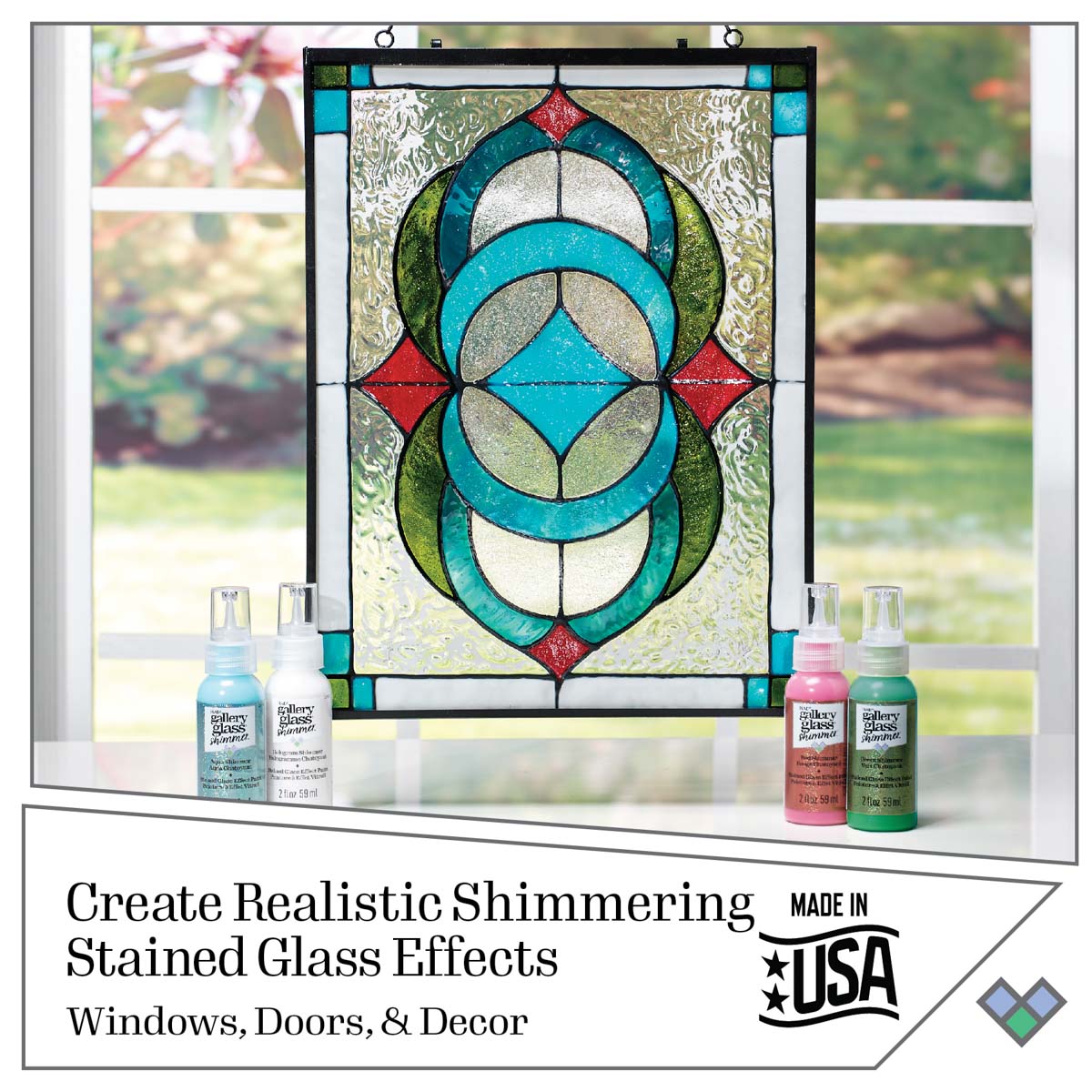 Shop Plaid Gallery Glass ® Shimmer™ Stained Glass Effect Paint - Aqua, 2  oz. - 19684 - 19684