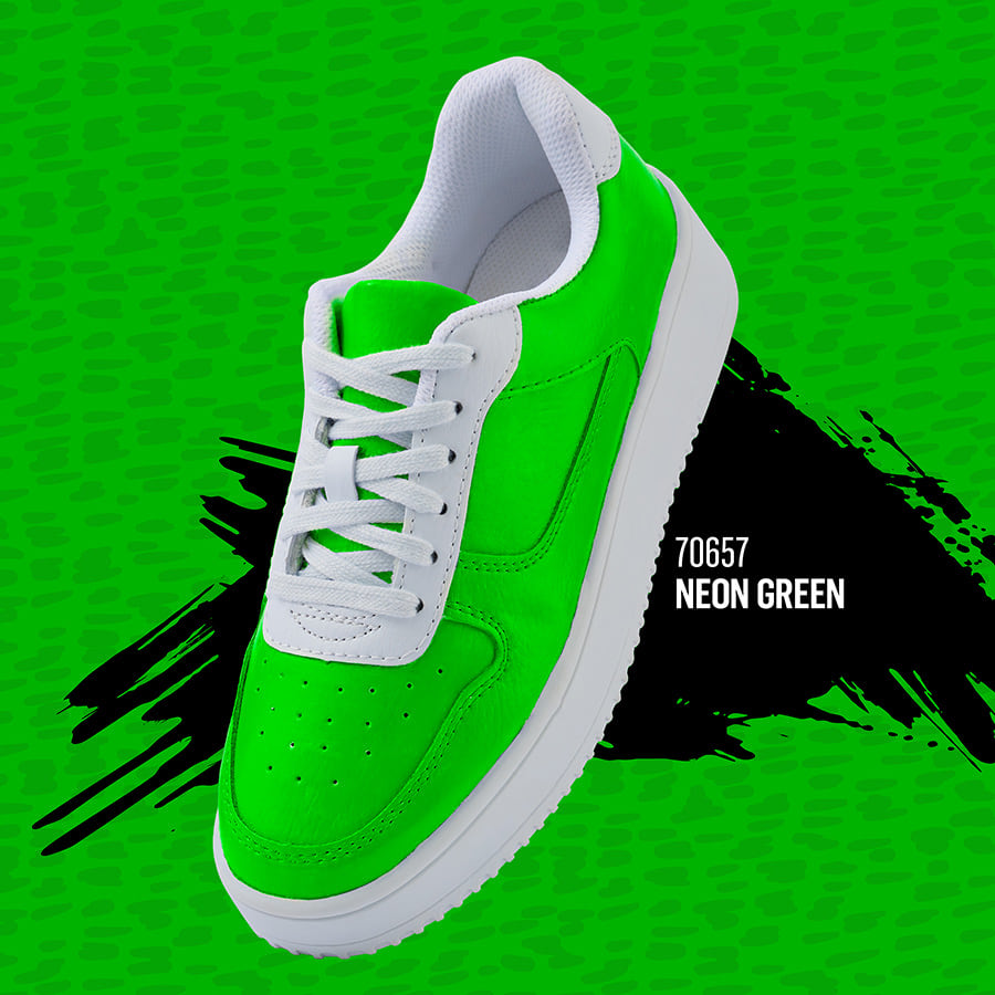 Crazy Colors Neon Green Premium Acrylic Leather and Shoe Paint, 2 oz Bottle - Flexible, Crack, Scratch, Peel Resistant - Artist Create Custom Sneakers