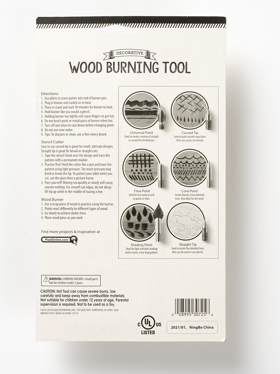 Plaid wood burning and stencil cutting tool