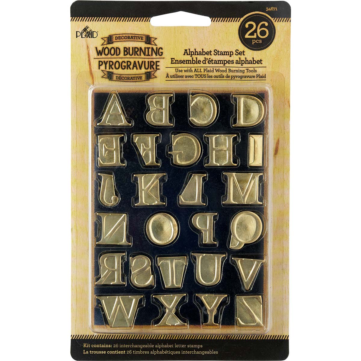 Plaid:Craft Plaid Wood Burning Alphabet Stamp Set 26/Pkg