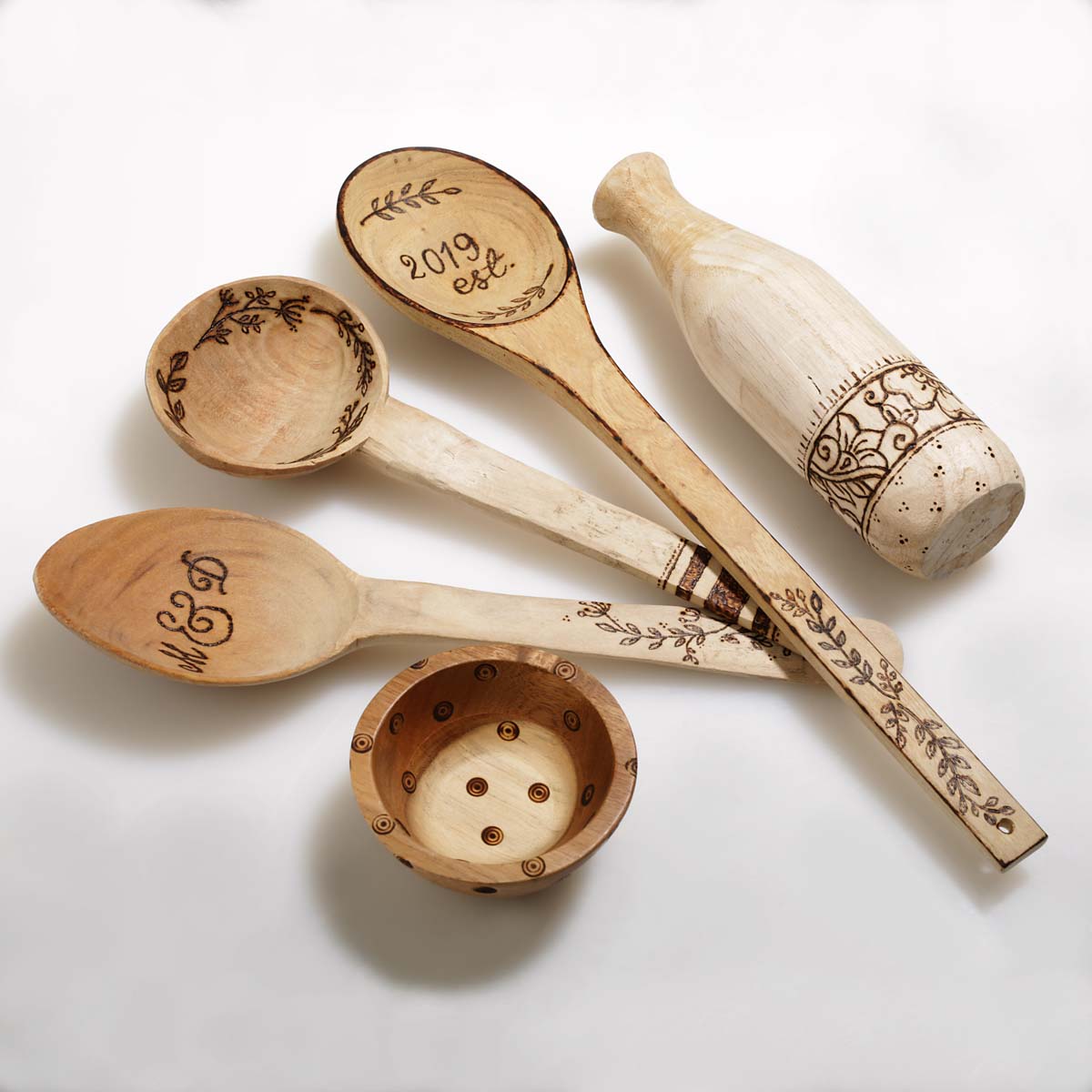 59 Pc. Woodburning Kit 6 Wooden Spoons for Cooking Pyrography