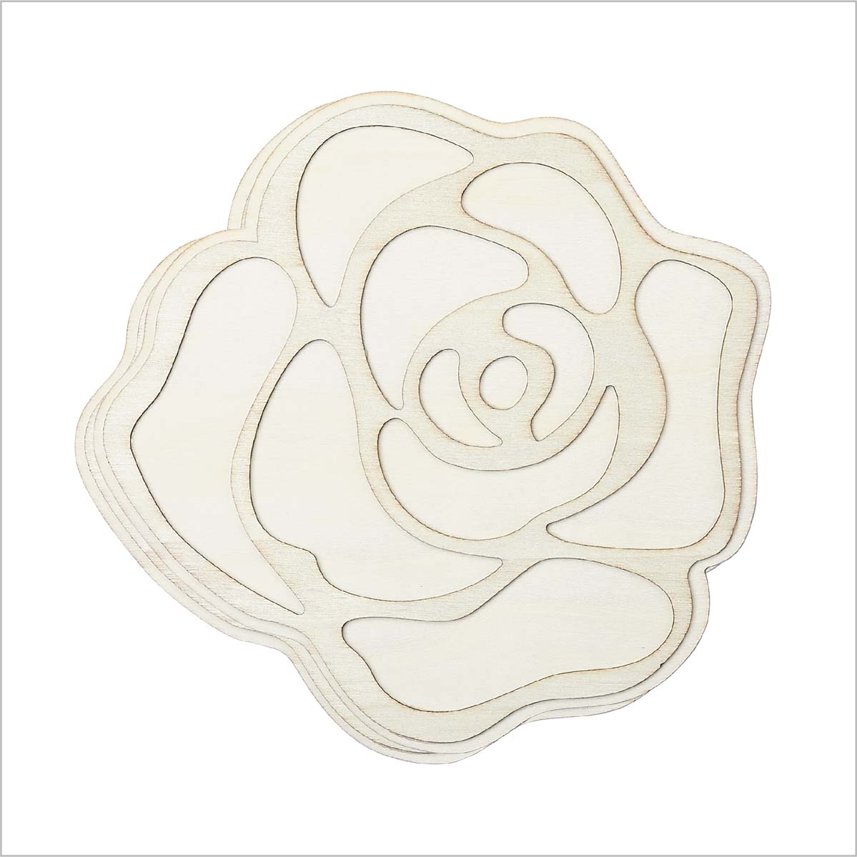 Floret Flower Layered Art 2 Piece Design, Unfinished Wood Cutout 