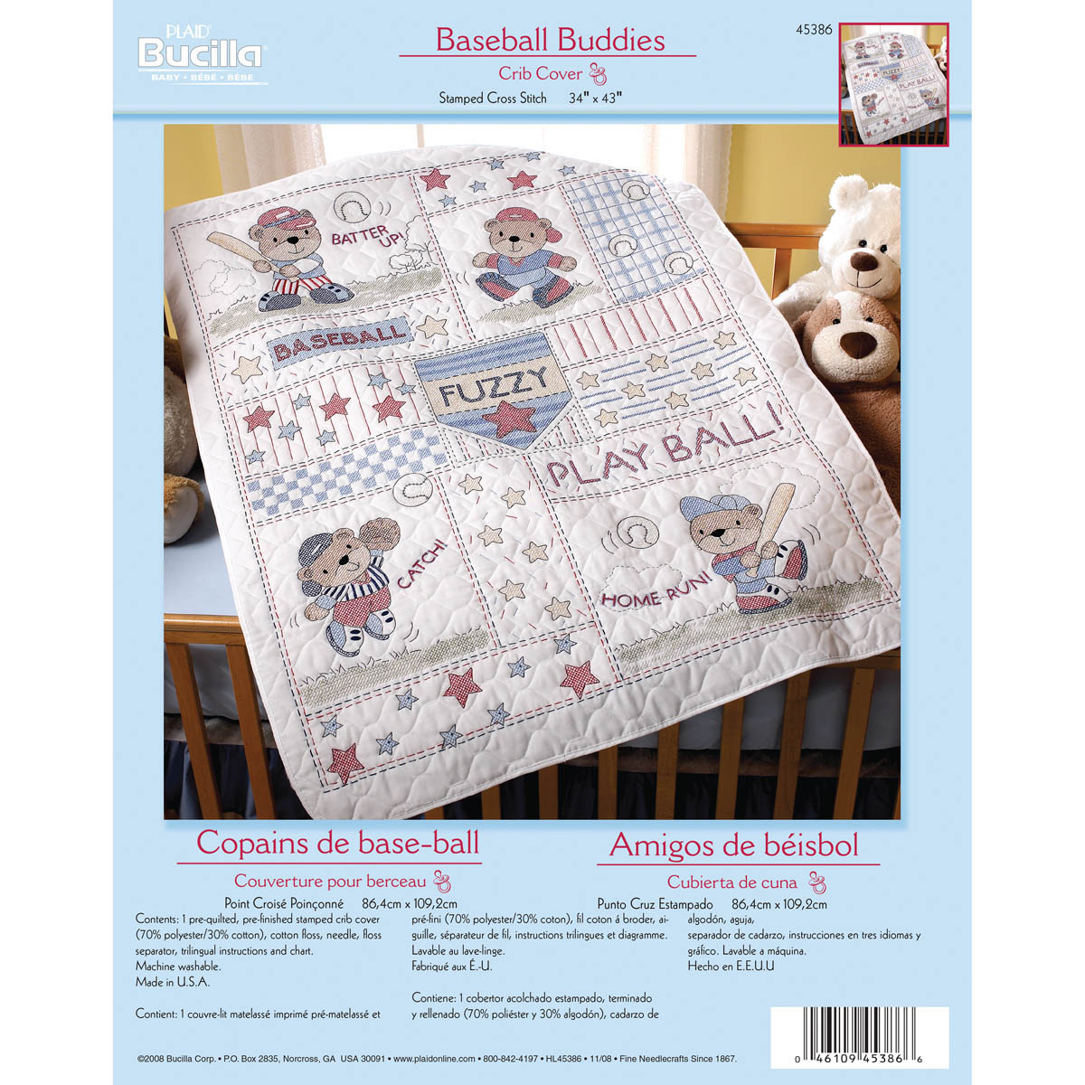Bucilla Stamped Cross Stitch Crib Cover Kit 34X43-Springtime