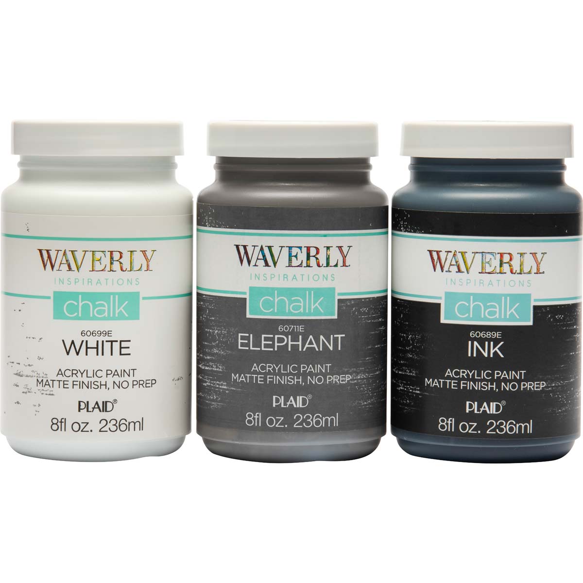 Shop Plaid Waverly ® Inspirations Chalk Finish Acrylic Paint Set - White,  Elephant, Ink, 3 pc. - 13405 - 13405