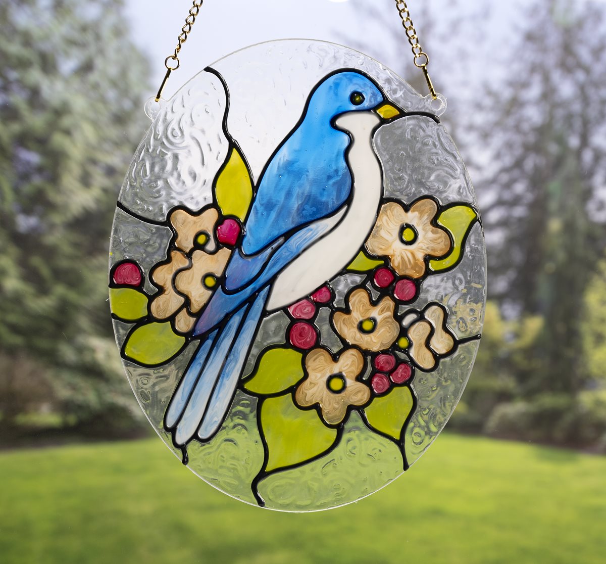 Blue Bird in Flowers Window Art - Project