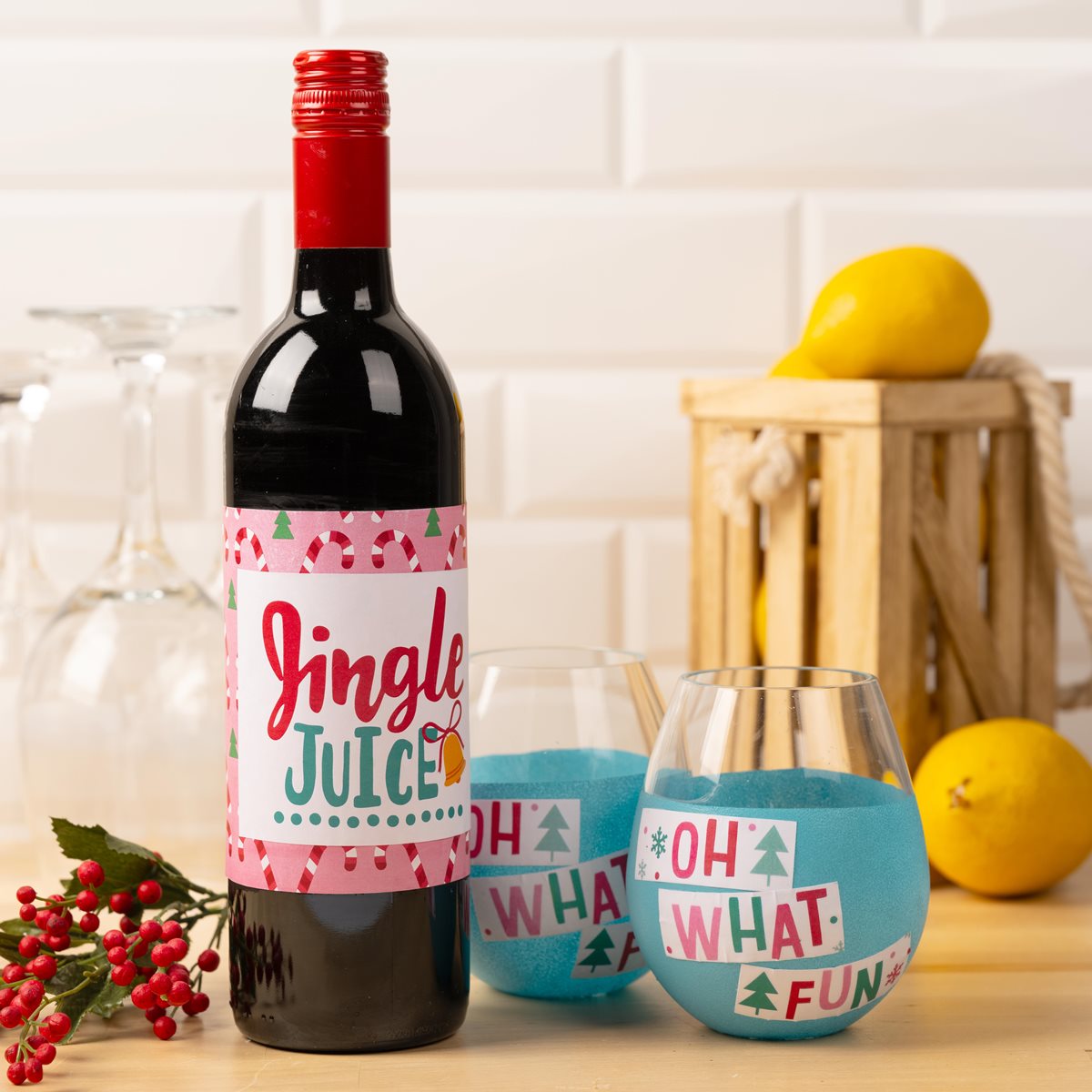 Holiday Home Jingle and Red Tint Stemless Wine Glass, 2 ct - Fry's Food  Stores