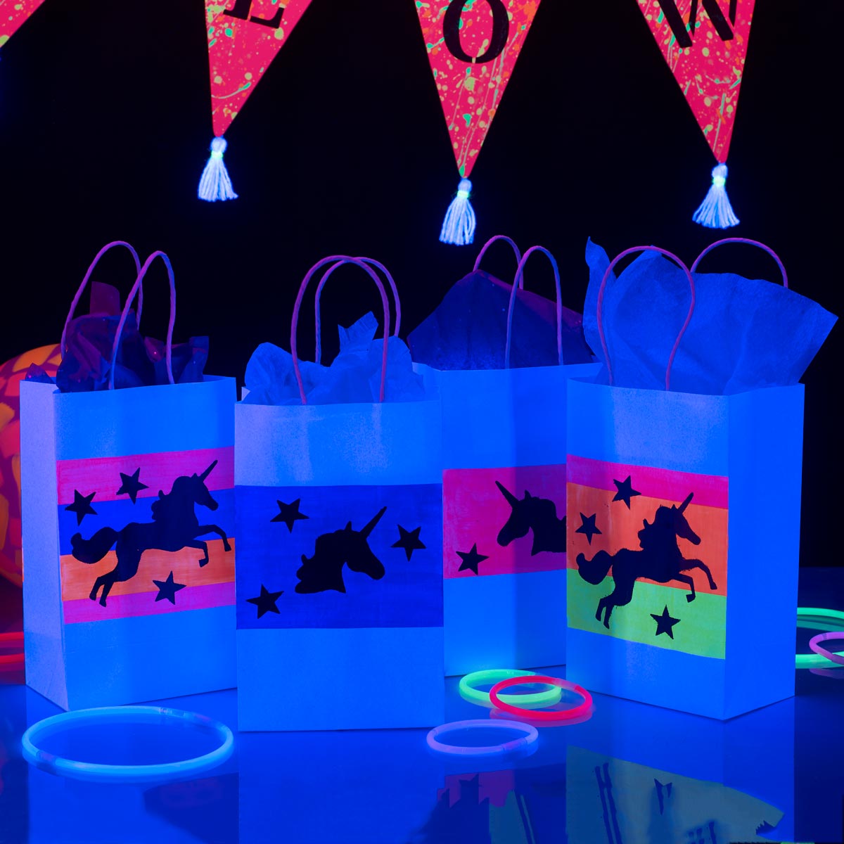 24 Pcs Glow in The Dark Gift Bags Bulk 6 Different Design Party Favor Bags  Black Gift Paper Bags wit…See more 24 Pcs Glow in The Dark Gift Bags Bulk 6