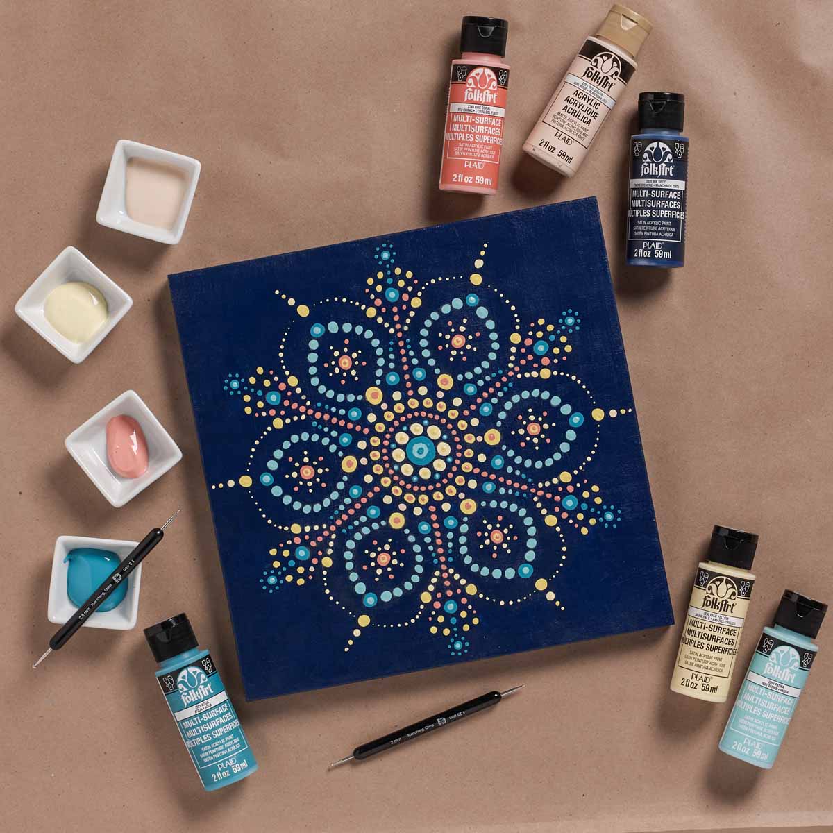 Mandala on Blue Canvas - DIY Wall Art - Project