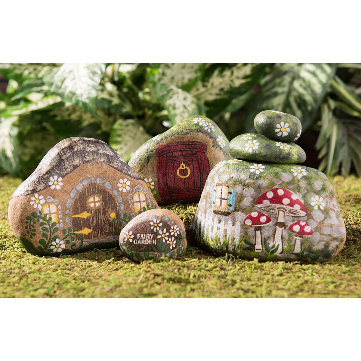 Painted River Rock Fairy Houses - Project | Plaid Online