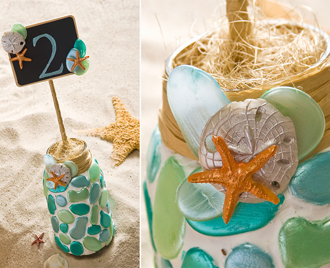 Mason Jar Wedding Table Numbers for a Beach Wedding - Project