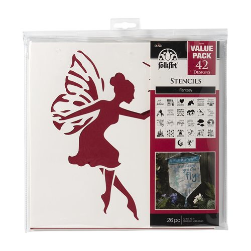 FolkArt ® Stencil Value Packs - Fantasy, 12" x 12" - 6098E
