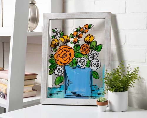 Floral Glass Painting