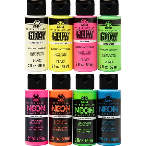 FolkArt ® Neons Glow-in-the-Dark 8 Color Set - PROMOFAGLOW8