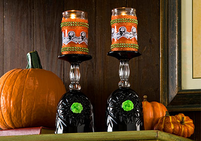 Spooky Wine Glass Candleholders