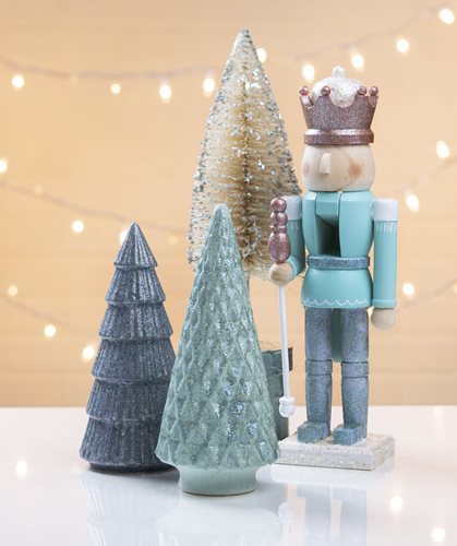 Icy Pastel Nutcracker & Ceramic Glitter Trees