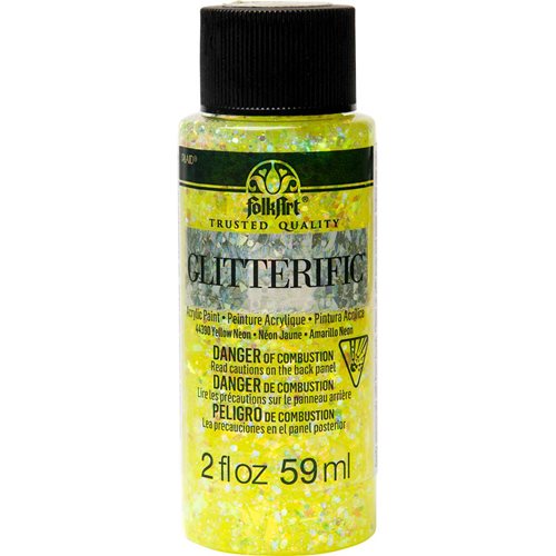 FolkArt ® Glitterific™ Acrylic Paint - Neon Yellow, 2 oz. - 44390