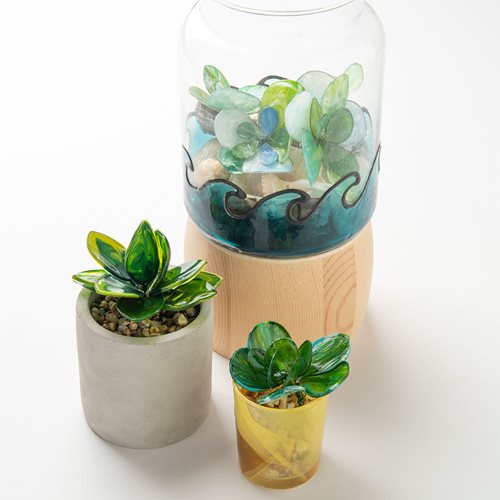 Molded Glass Succulents and votive planter