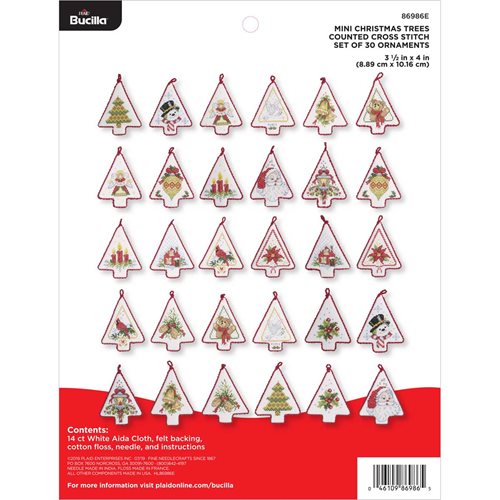 Bucilla ® Seasonal - Counted Cross Stitch - Ornament Kits - Mini Christmas Trees - 86986E