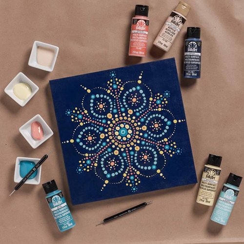 Mandala on Blue Canvas - DIY Wall Art