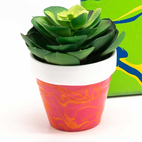 Poured Acrylic Art Flower Pot