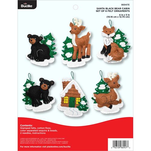 Bucilla ® Seasonal - Felt - Ornament Kits - Santa’s Black Bear Cabin - 86947E