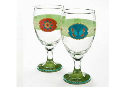 Butterfly and Flower Stemware