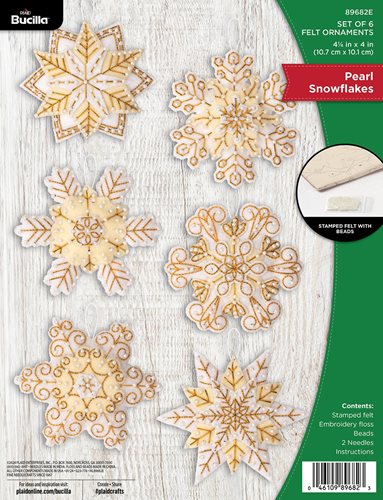 Bucilla ® Seasonal - Felt - Ornament Kits - Pearl Snowflakes - 89682E